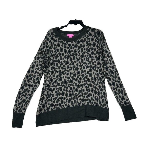 Issac Mizrahi Womens XL Sweater Black Animal Print New York Lounge Lightweight - Picture 1 of 12
